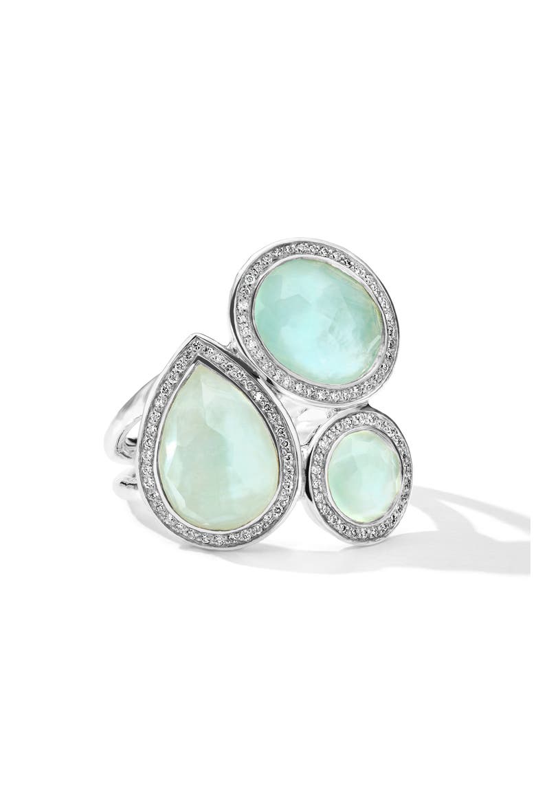 Lollipop 3-Stone Ring, Main, color, SILVER/ AMAZONITE