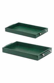 Snake Embossed Green Trays - Set of 2