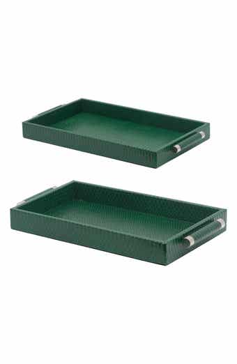 Snake Embossed Green Trays - Set of 2