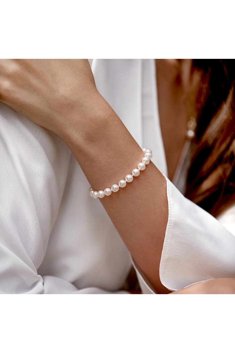7.0-7.5mm Akoya White Pearl Bracelet, Alternate, color, White Gold Clasp