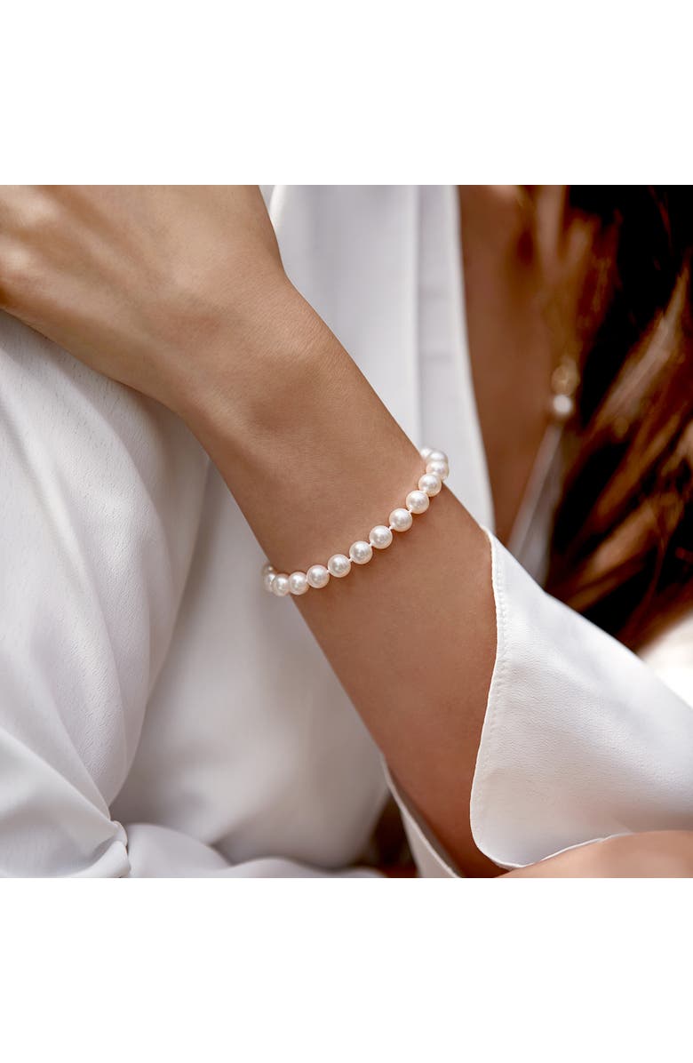 The Pearl Source Akoya Pearl Bracelet 7-7.5mm, Alternate, color, White Pearl - Gabriella Clasp