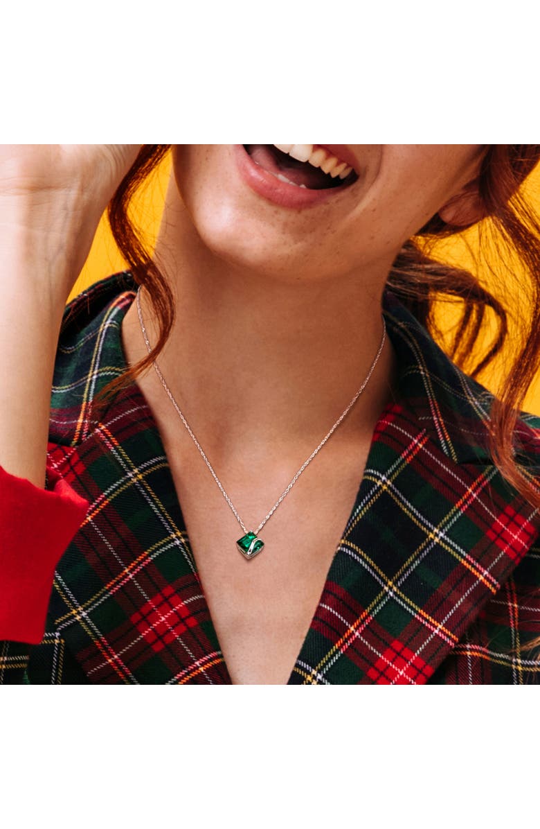Julianna B. Gemstone Square Solitaire Necklace 10K, Alternate, color, Created Emerald
