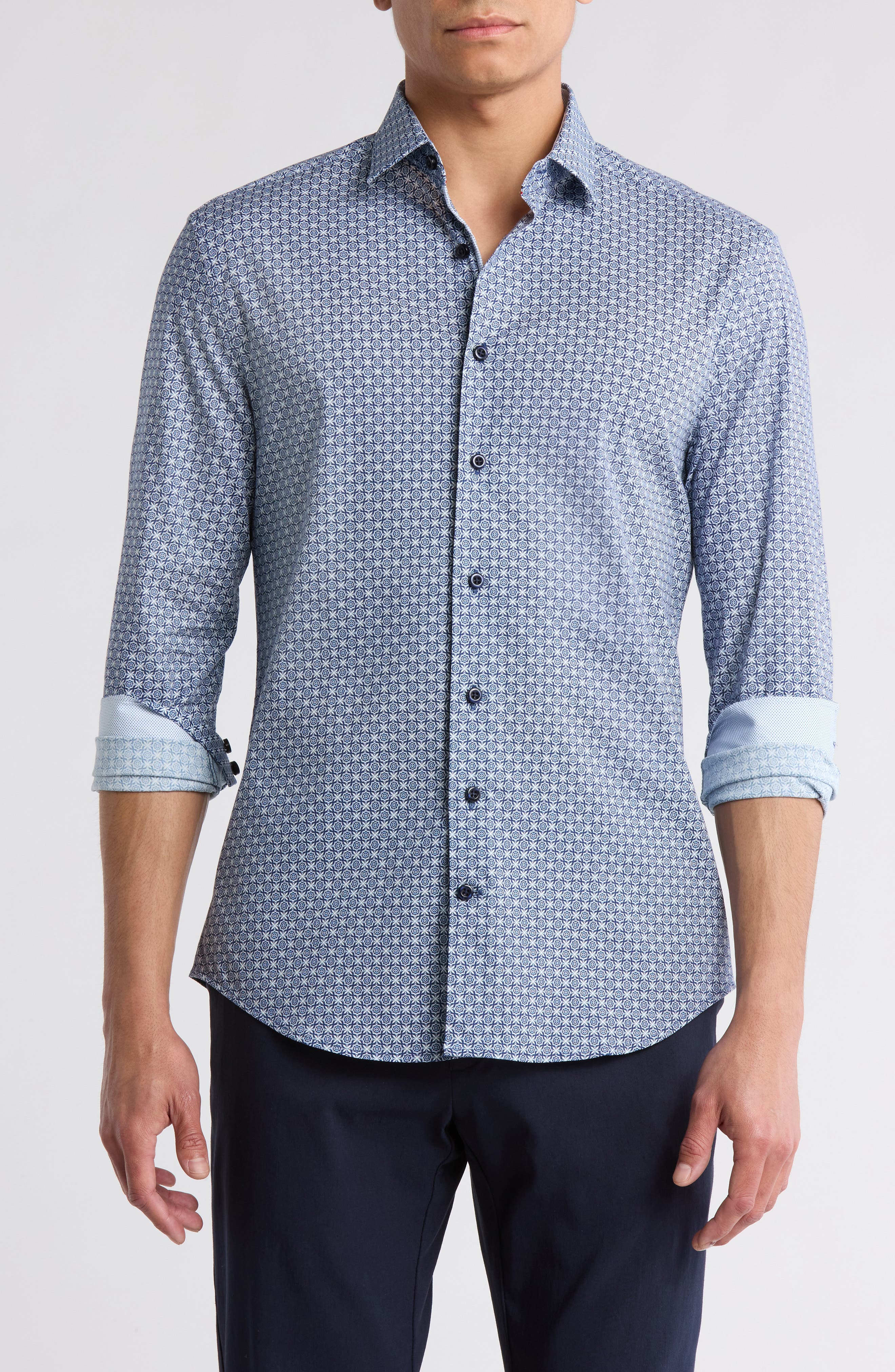 SOUL OF LONDON Stretch Cotton Button Up Shirt