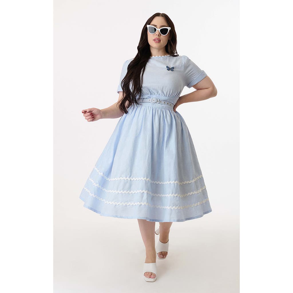 UNIQUE VINTAGE UNIQUE VINTAGE PLUS SIZE BOATNECK RICRAC SWING DRESS