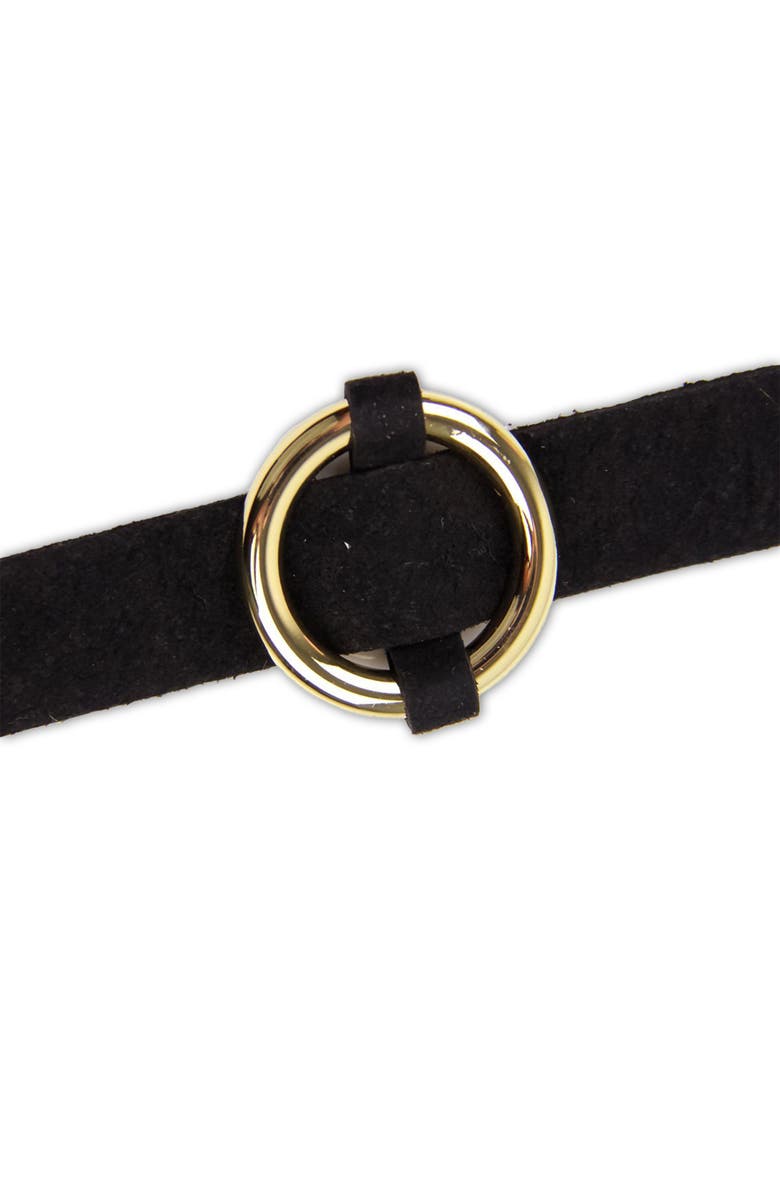 SAACHI O-Ring Leather Choker Necklace, Alternate, color, Black