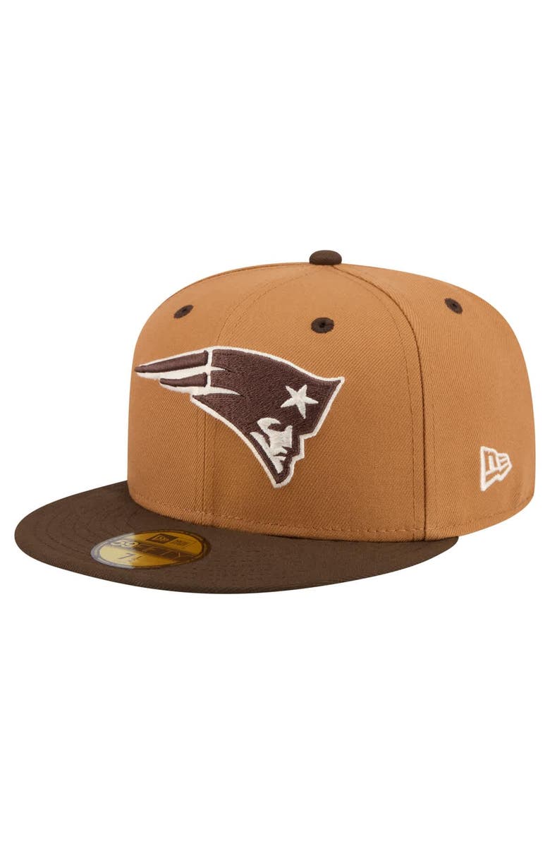 New Era Men's New Era Light Brown/Dark Brown New England Patriots Two-Tone Walnut 59FIFTY Fitted Hat, Main, color, Light Brown