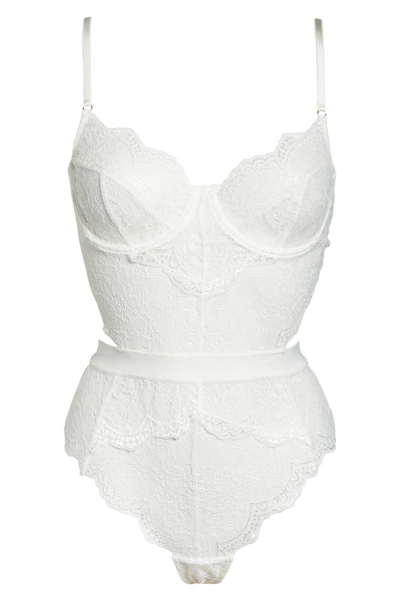 Hold Me Tight Underwire Thong Bodysuit, Alternate, color, WHITE
