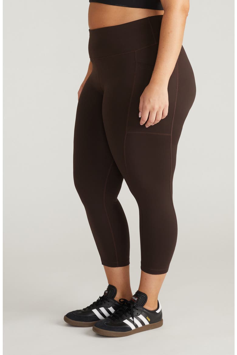 Next to Naked Crop Pocket Leggings, Alternate, color, DARKEST BROWN