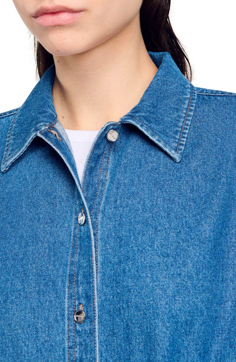 SANDRO Denim shirt bodysuit, Alternate, color,