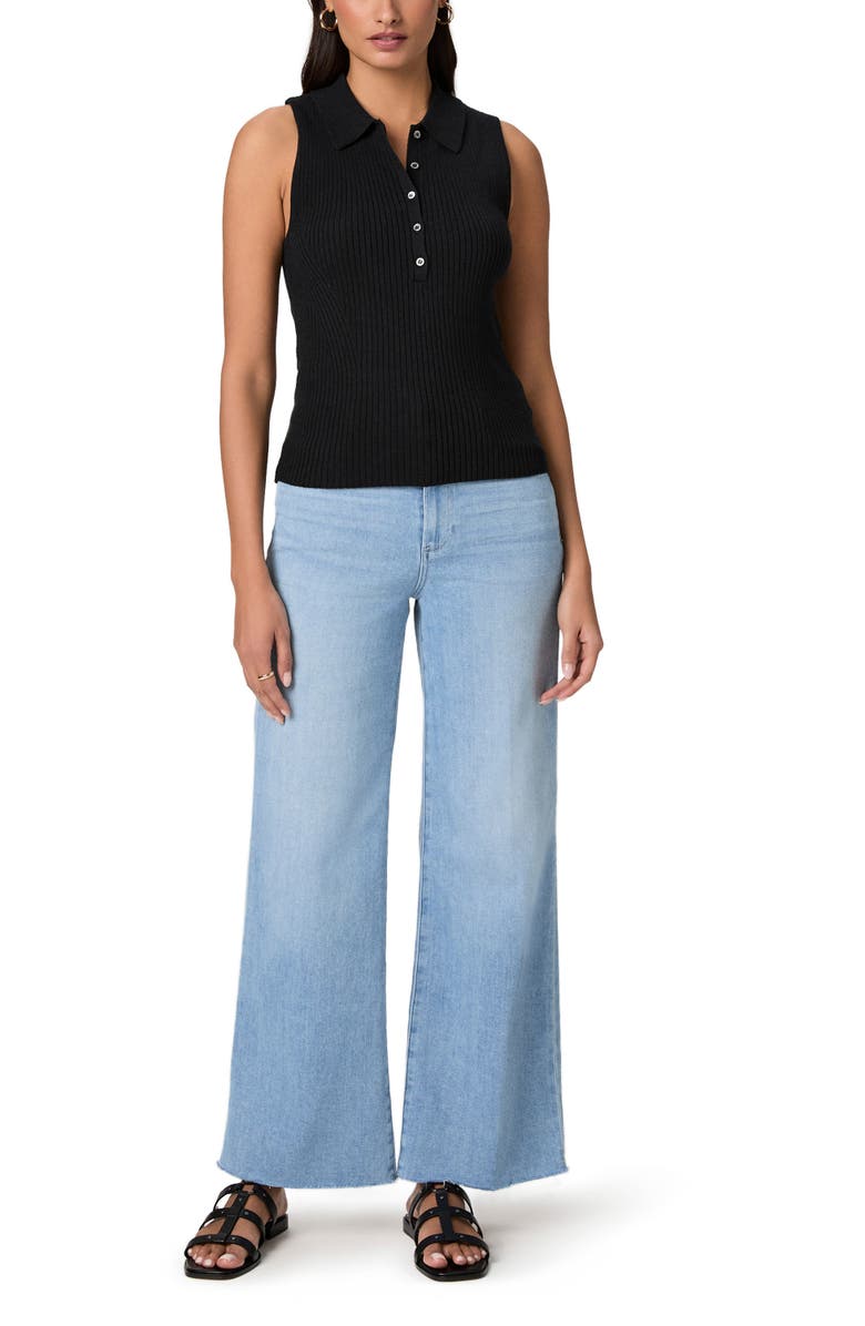 PAIGE Anessa Raw Hem High Waist Wide Leg Jeans, Alternate, color, Santorini Sky