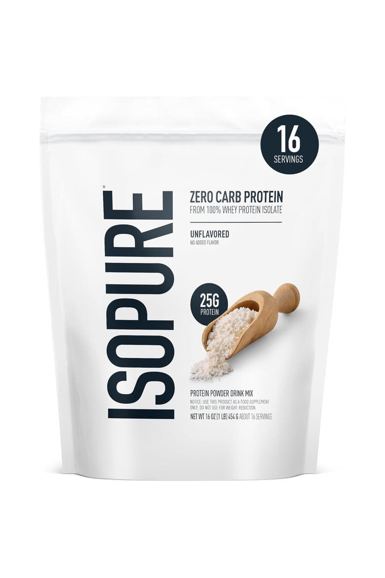 Zero Carb 100% Whey Protein Isolate Powder, Unflavored, 25g Protein, About 16 Servings, Main, color, None