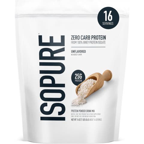 Zero Carb 100% Whey Protein Isolate Powder, Unflavored, 25g Protein, About 16 Servings
