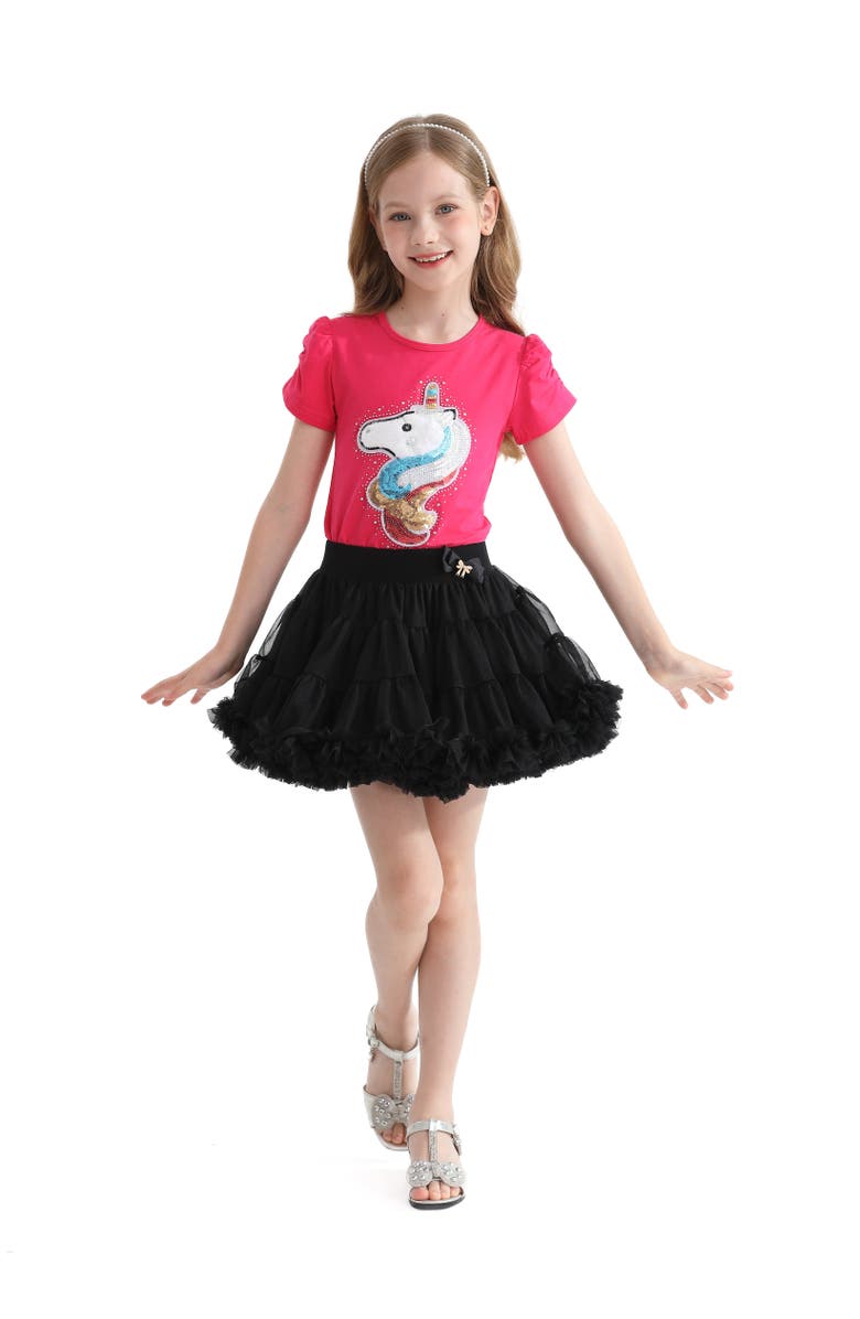 Mimi Tutu Bow Tulle Skirt, Alternate, color, Black