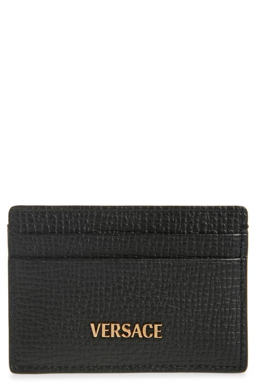 Versace Myth Leather Card Case In Black- Gold