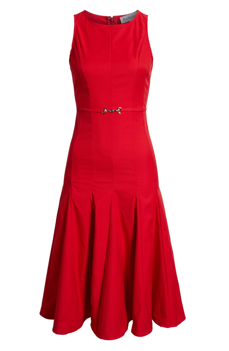 En Saison Clarisse Belted Midi Dress, Alternate, color, Poplin Red