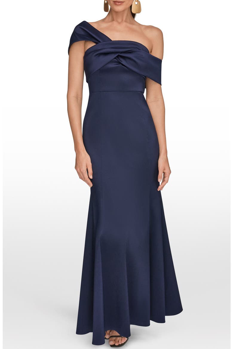 One-Shoulder Mikado Gown, Main, color, INK