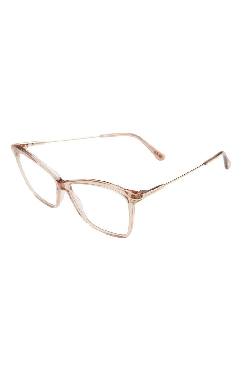 TOM FORD 56mm Cat Eye Blue Light Blocking Glasses, Alternate, color, Rose Champagne/ Rose Gold