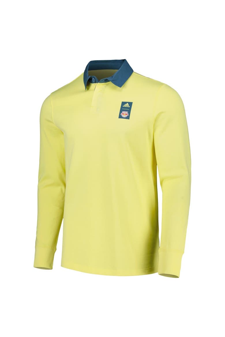Men's adidas 2023 Player Yellow New York Red Bulls Travel Long Sleeve Polo, Alternate, color, Yellow