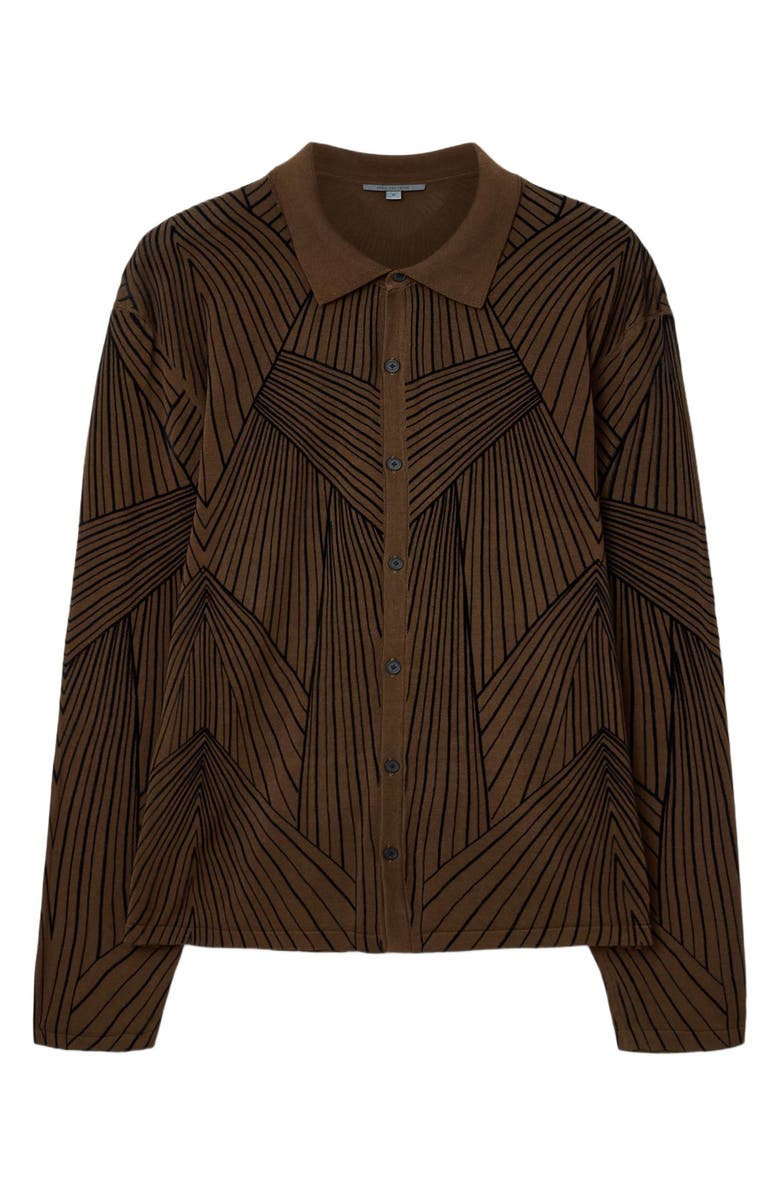 John Varvatos Dorian Knit Button-Up Shirt, Alternate, color, Dark Brown