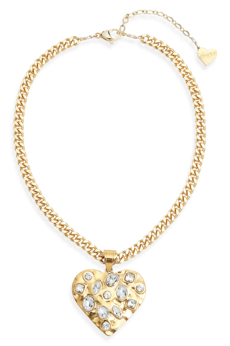 Heart Pendant Collar Necklace, Main, color, GOLD