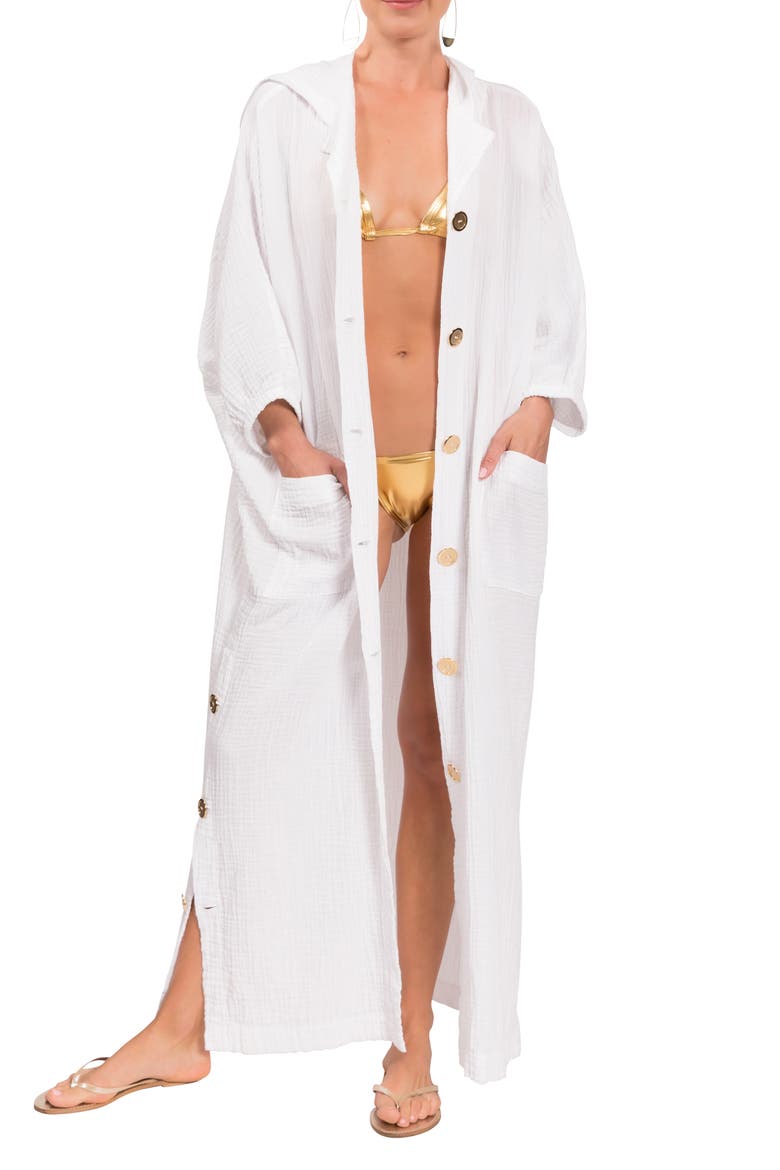 Jade Button-Up Robe, Main, color, WHITE