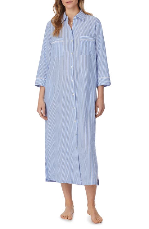 Cotton Lawn Long Sleep Shirtdress