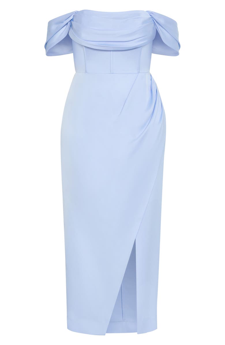 City Chic Forbidden Love Off the Shoulder Maxi Dress, Alternate, color, Sky Blue