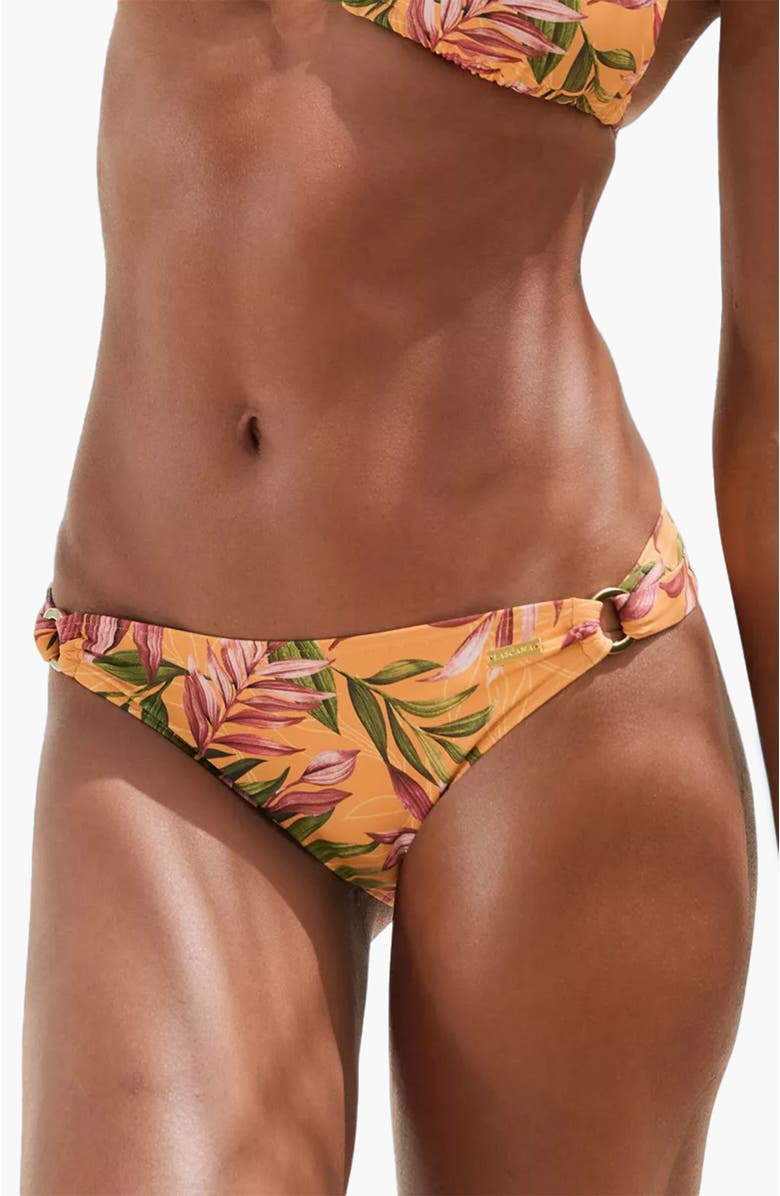 LASCANA Women's Tropical Print Classic Bikini Bottom, Main, color, Yellow Printed