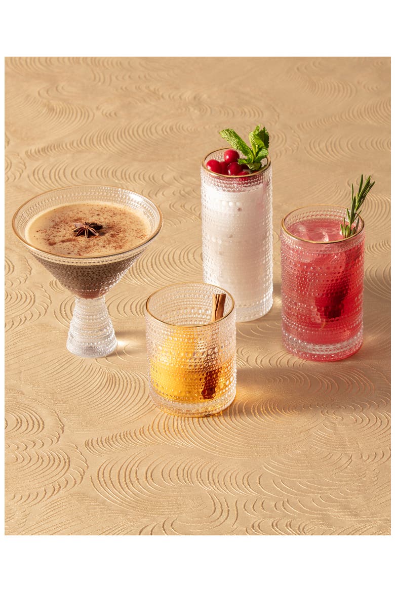 Jupiter Set of 6 Gold Rim Beverage Glasses, Alternate, color, CLEAR