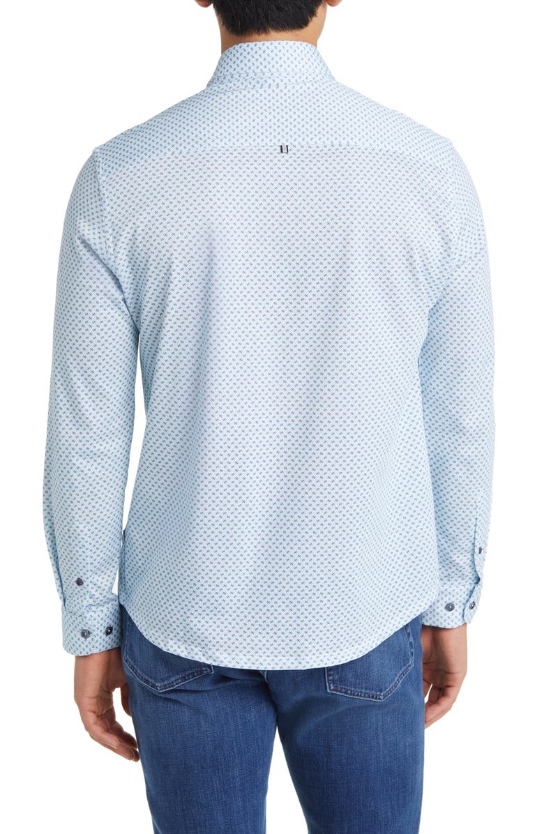 Stone Rose Knot Geo Dry Touch<sup>®</sup> Performance Jersey Button-Up Shirt, Alternate, color, Blue