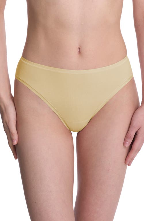 Natori Bliss Bare Stretch Cotton Thong In Yellow