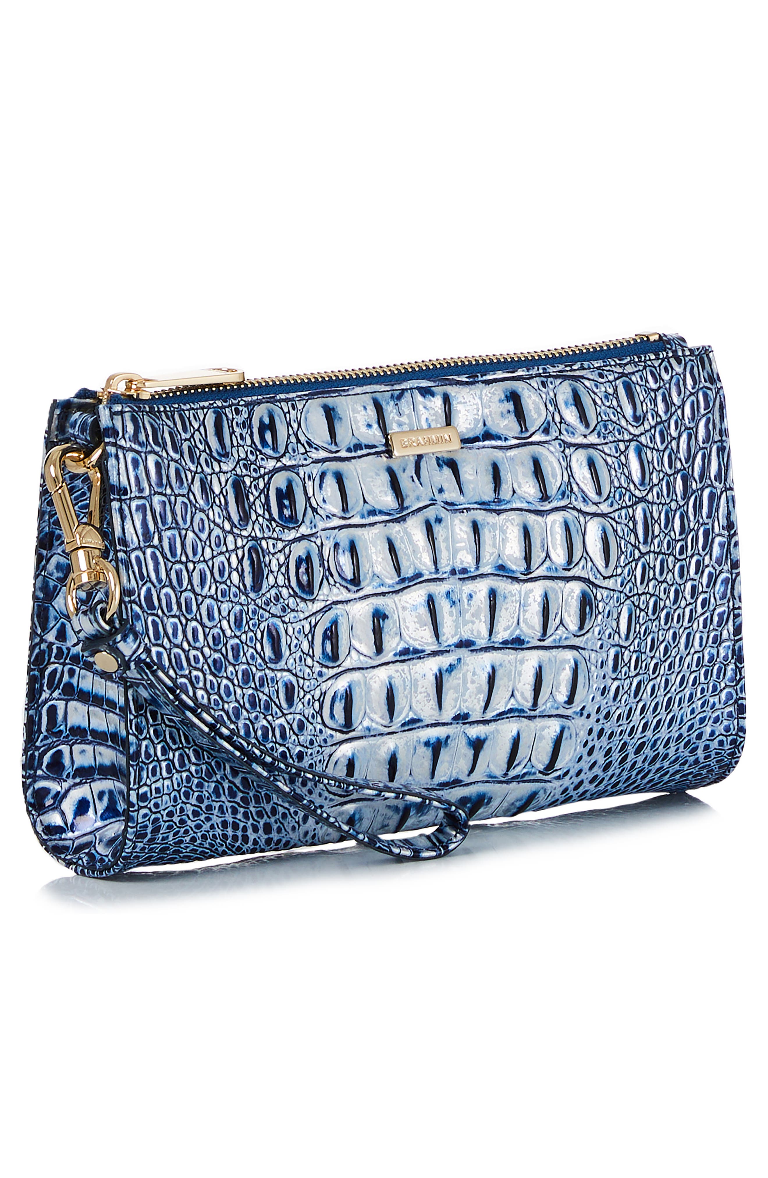 Brahmin Daisy Croc Embossed Leather Wristlet, Alternate, color, 