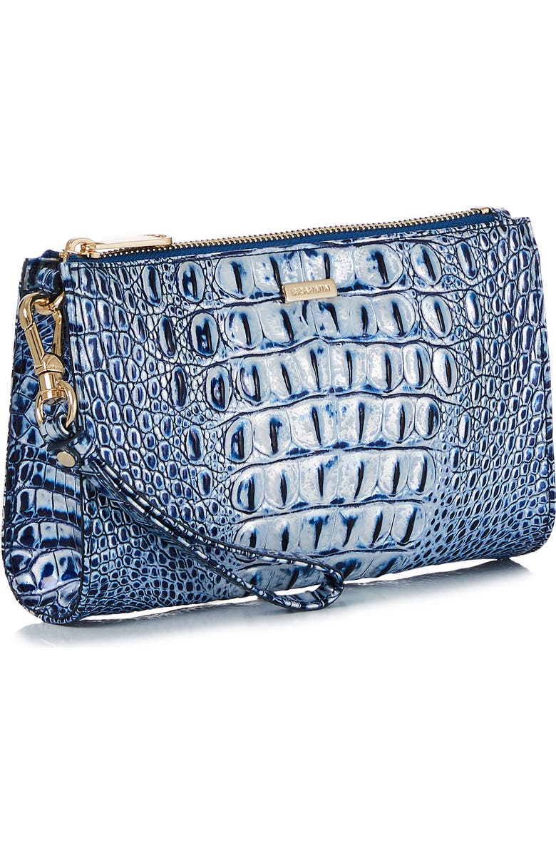 Brahmin Daisy Croc Embossed Leather Wristlet, Alternate, color,