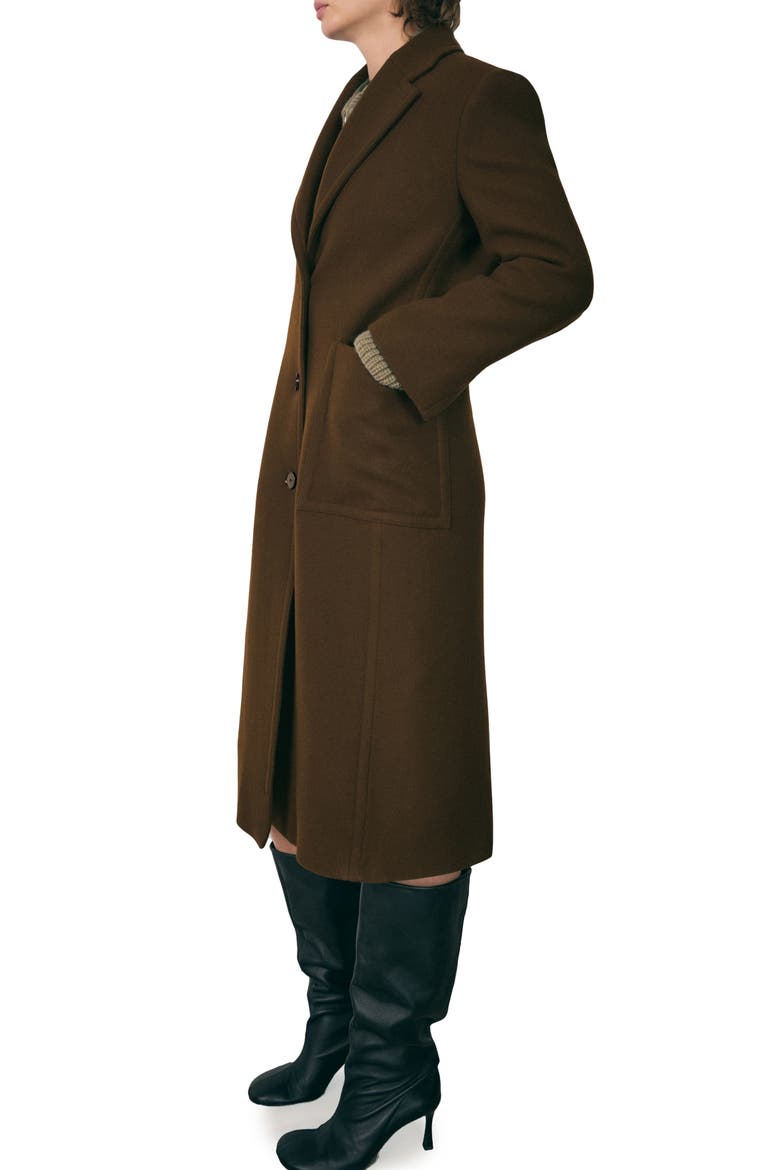 Pocketed Virgin Wool Blend Coat, Alternate, color, KHAKI BROWN