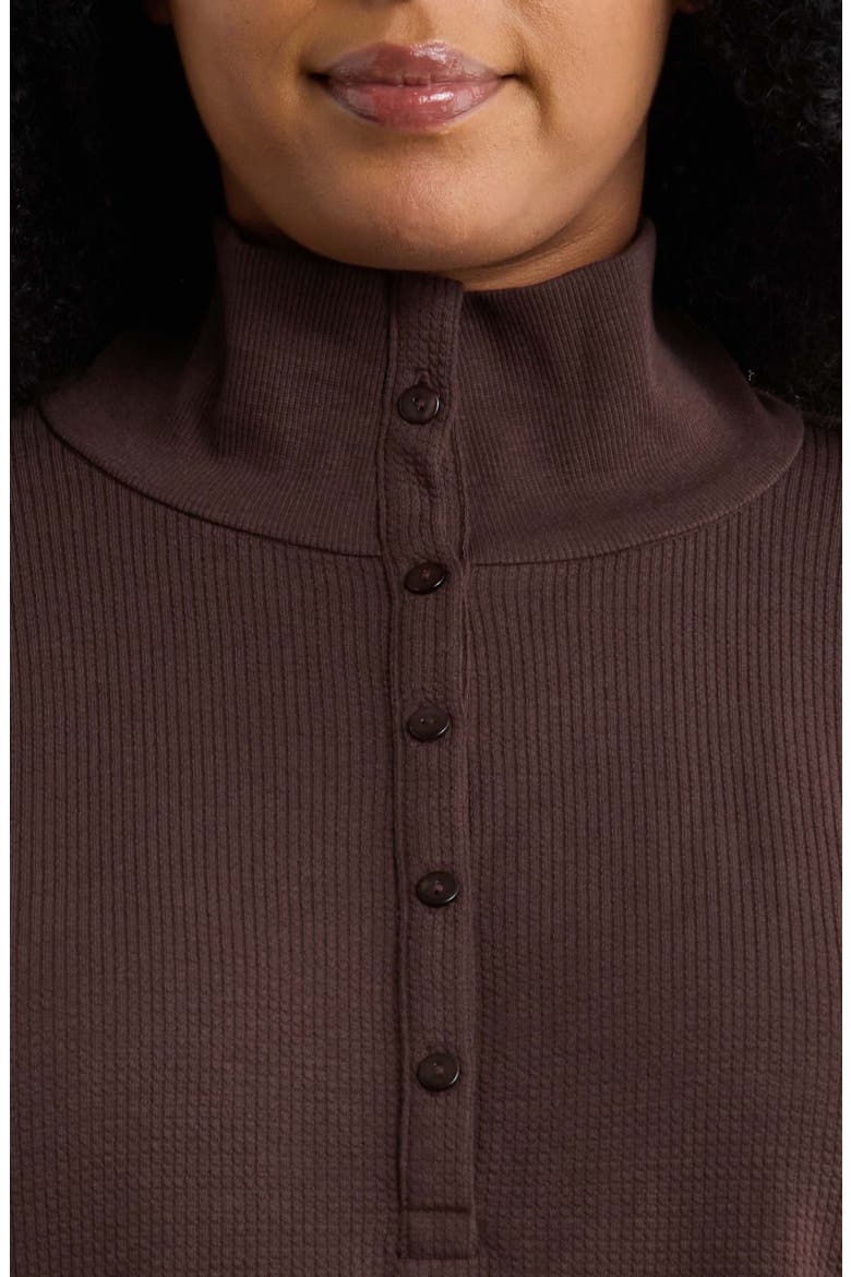 High Collar Henley Top, Alternate, color, COFFEE