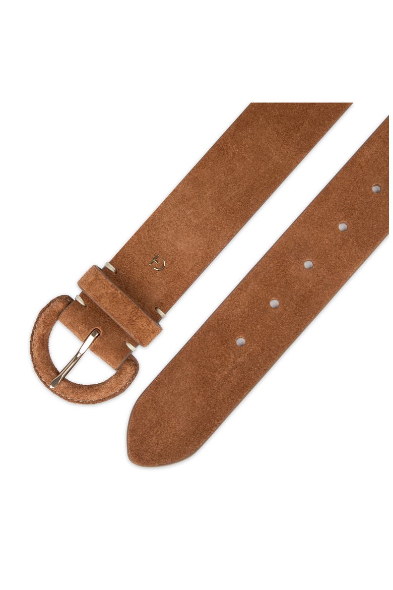 Covered Buckle Suede Belt, Alternate, color, LIGHT BROWN