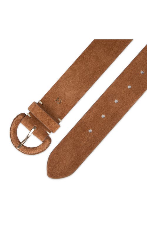 Cole Haan Covered Buckle Suede Belt In Brown