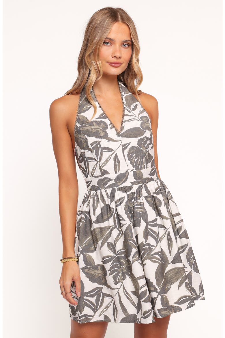 Johnson Palm Print Halter Minidress, Alternate, color, VINEYARD GREEN