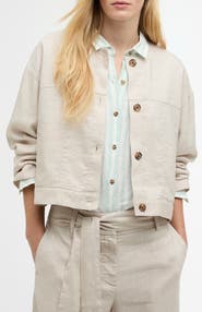 Barbour Gabby Oversize Linen Blend Twill Button-Up Shirt Jacket