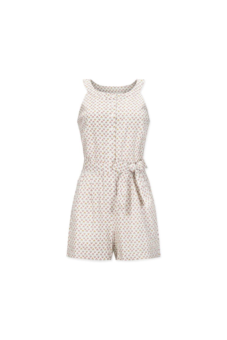 Women's Sleeveless Linen Button Front Halter Romper, Alternate, color, Provence Mini Floral