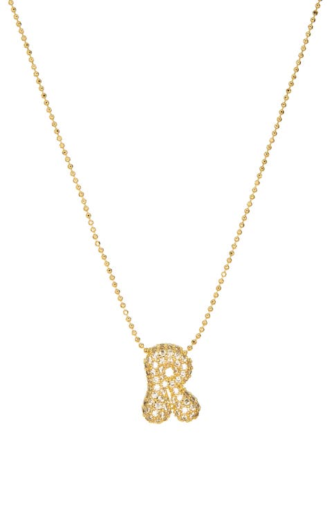 Pavé Bubble Initial Pendant Necklace
