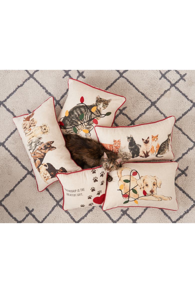 All Dogs Vintage Reversible Piped Lumbar Throw Pillow 22" x 14", Alternate, color, White