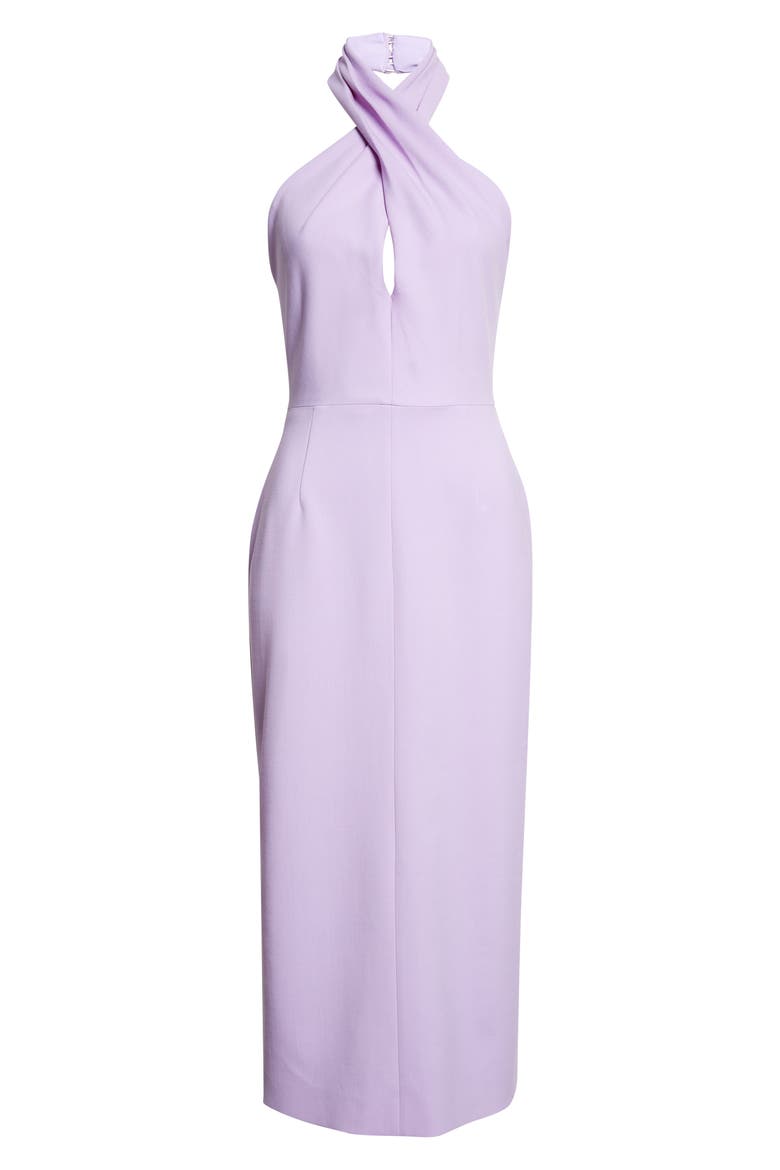 Twisted Halter Stretch Wool Midi Dress, Alternate, color, VIOLETA