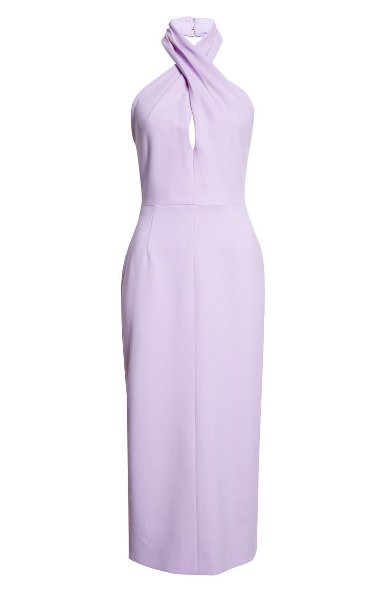 Carolina Herrera Twisted Halter Stretch Wool Midi Dress, Main, color, Violeta