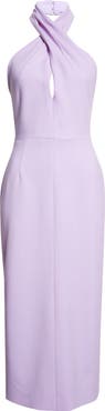 Carolina Herrera Twisted Halter Stretch Wool Midi Dress