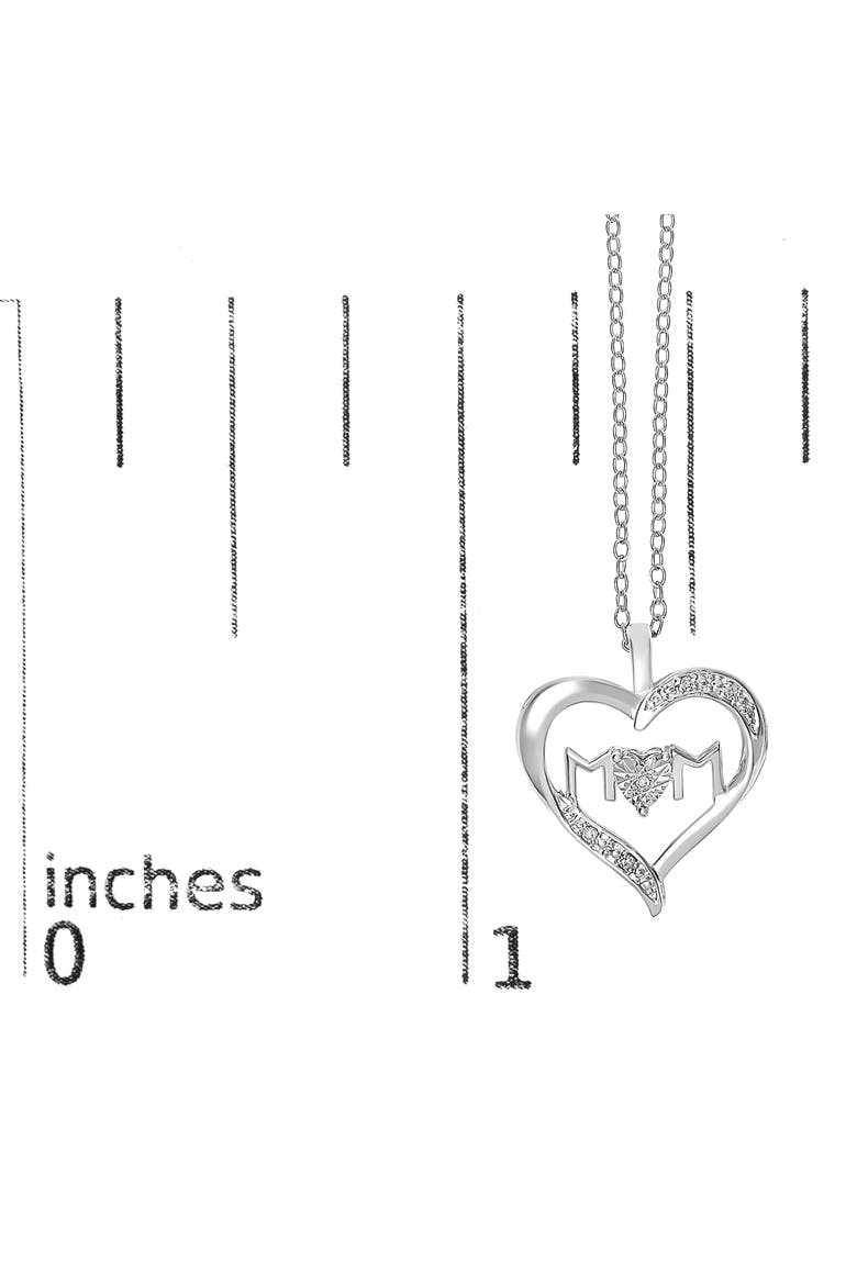 Silver Diamond Accent MOM in Heart Pendant Necklace  Inches, Alternate, color, White