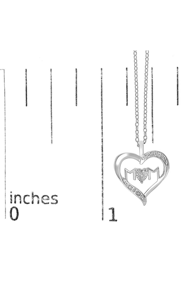 Haus of Brilliance Silver Diamond Accent MOM in Heart Pendant Necklace  Inches, Alternate, color, White