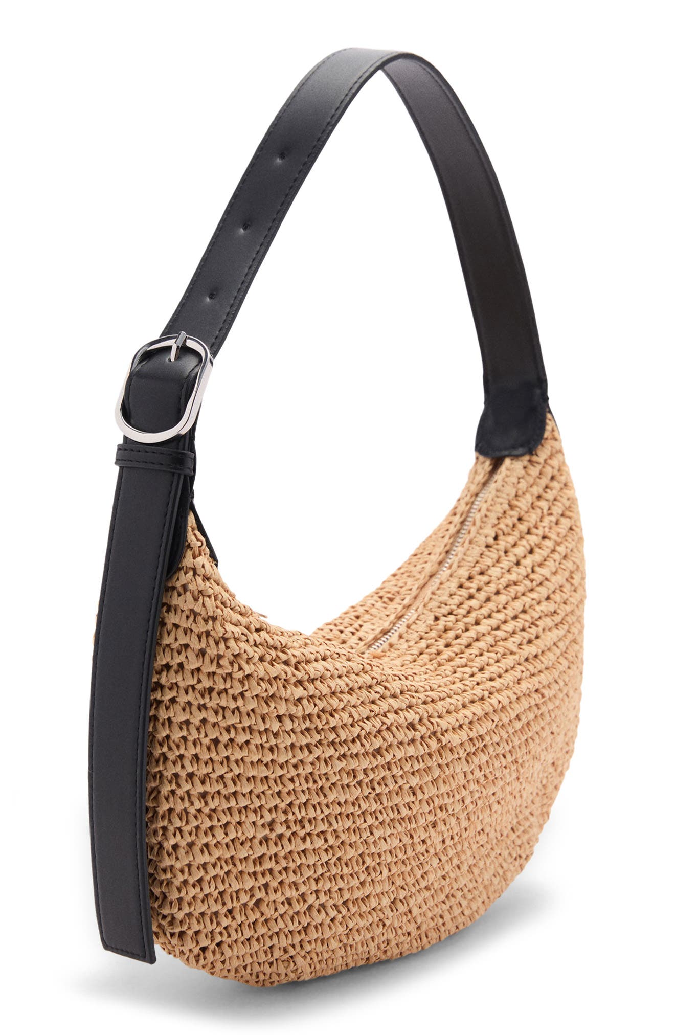 MANGO Braided Straw Shoulder Bag, Alternate, color, 