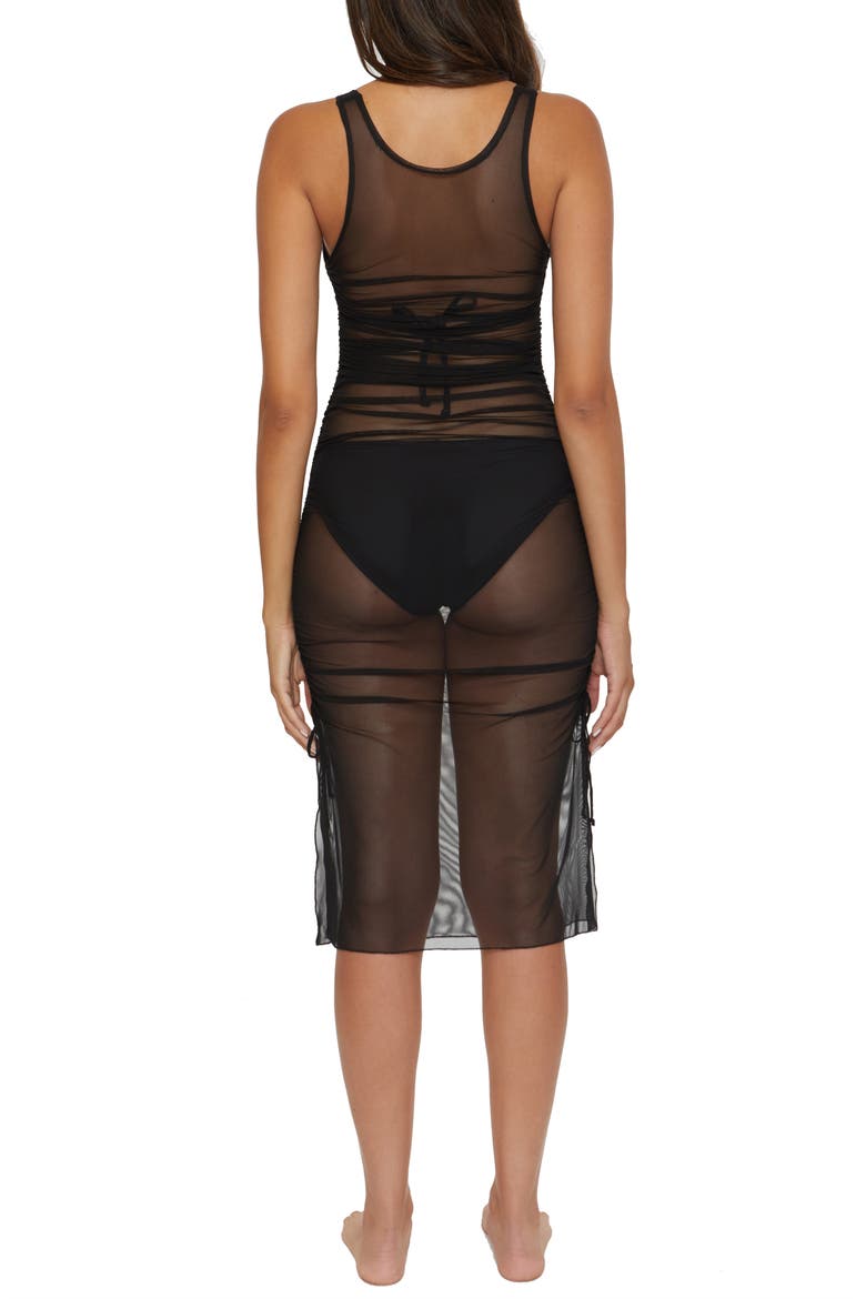 Muse Sheer Mesh Cover-Up Dress, Alternate, color, BLACK