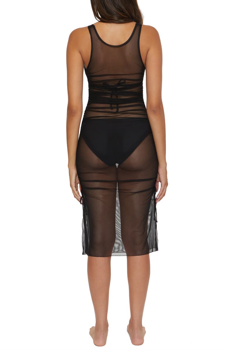 Becca Muse Sheer Mesh Cover-Up Dress, Alternate, color, Black